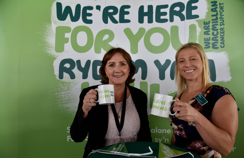 Janet Finch-Saunders with Catrin Devonald, Head of Regional Fundraising, Macmillan Cancer Support