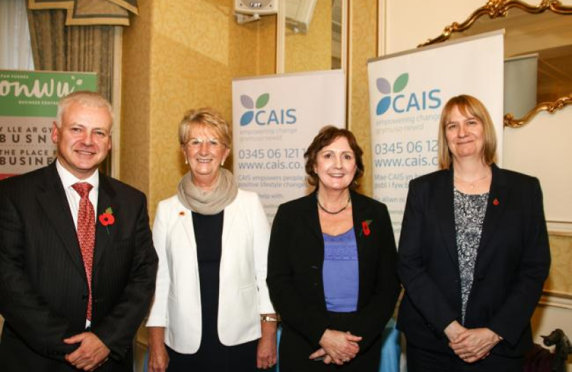 Clive Wolfendale, Cllr Liz Roberts, Janet Finch Saunders AM, and Helena Herklots. PICTURE: Kerry Roberts.