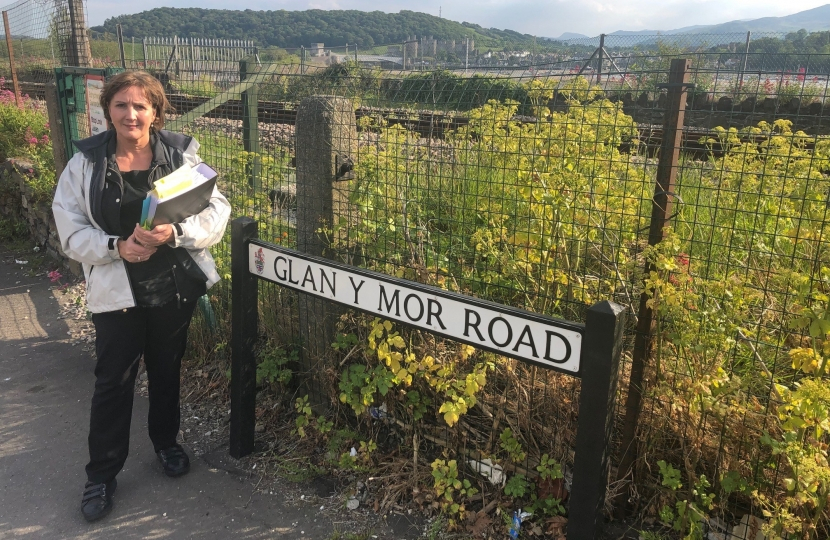 Photo: Janet Finch-Saunders MS/AS at the Deganwy crossing.  