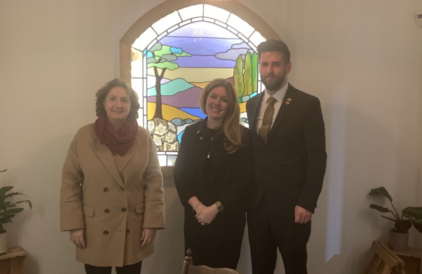 Janet Finch-Saunders MS/AS with Tristan Owen and Kelly Bowsher.