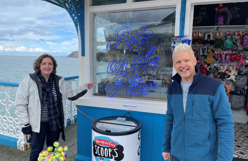 Aberconwy MS visits newly opened businesses on the Llandudno Pier   