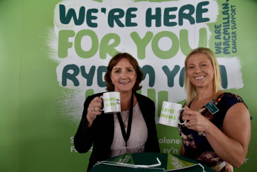 Janet Finch-Saunders with Catrin Devonald, Head of Regional Fundraising, Macmillan Cancer Support