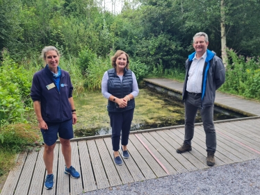 Janet Finch-Saunders MS with Helen Jowett (Site Manager) and Julian Hughes (Head of Species)
