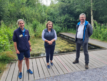 Janet Finch-Saunders MS with Helen Jowett (Site Manager) and Julian Hughes (Head of Species)
