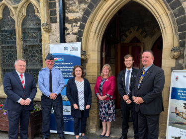 Darren Millar MS/AS, Squadron Leader John Dunn , Janet Finch-Saunders MS/AS, Cllr Angie O’Grady, Tom Montgomery Deputy Mayor, Cllr Greg Robbins