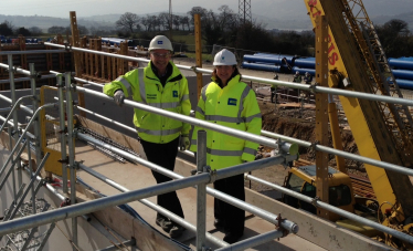 Janet Finch Saunders AM & Paul Hunter, Project Manager, at Coed Dolwyn Reservoir